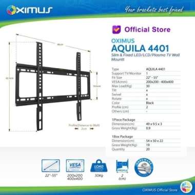 BRACKET TV LED LCD MONITOR 22"- 55" OXIMUS AQUILA 4401 WALL SLIM FIXED