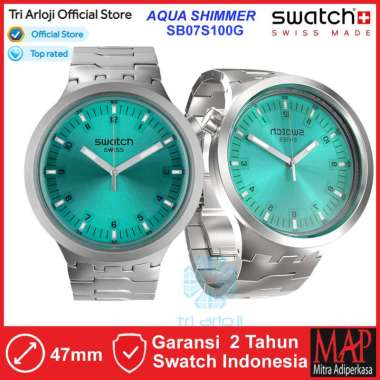 SWATCH SB07S100G AQUA SHIMMER IRONY Jam Tangan Pria Analog Stainless Original Swiss Made