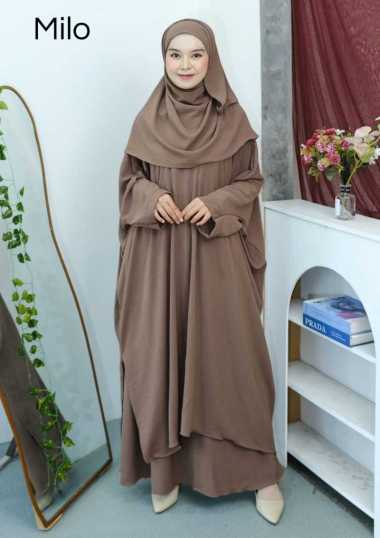 Abaya Lesti Free Pashmina - Gamis ABAYA Syari polos + Kerudung - Set ABaya Wanita MOCCA