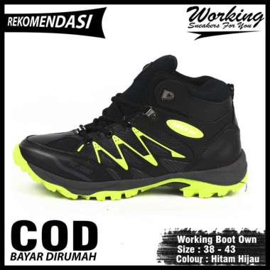 Sepatu Boot Hiking Working Own 43 HITAM HIJAU