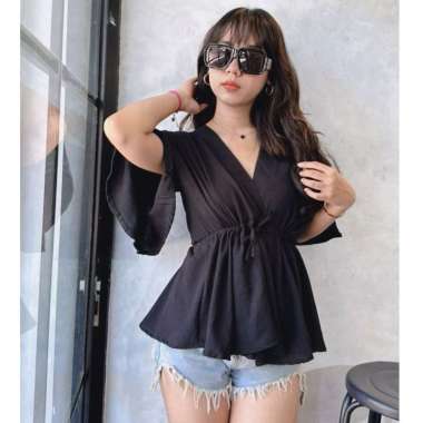 Lana Blouse Airflow | Blouse Wanita Lana Pendek Hitam