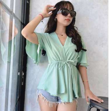 Lana Blouse Airflow | Blouse Wanita Lana Pendek Sage
