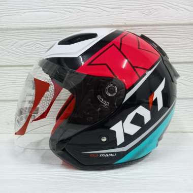HELM KYT HALF FACE KYT DJ MARU MOTIF L/XL /XXLORIGINAL L #17 BLACK AQUA FUXIA