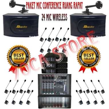 Paket Sound 24 Mic Wireless Ruang Rapat Conference 2 Speaker 10 Inch