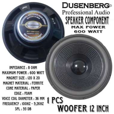 SPEAKER 12 INCH DUSENBERG BEST COMPONENT WOOFER DS-012-B ORIGINAL