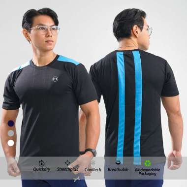 Flexzone Running Tee Double Track series FTS-061 Lari Gym Olahraga Kaos Lengan Pendek Dryfit L Putih