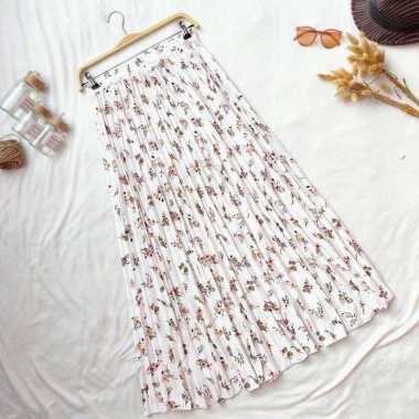 Rok Plisket Motif Bunga Lily Daily / Rok Motif Bunga / Plisket Daisy Premium / Rok Plisket Panjang /
