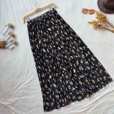 Rok Plisket Motif Bunga Lily Daily / Rok Motif Bunga / Plisket Daisy Premium / Rok Plisket Panjang /