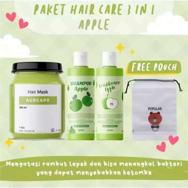 SUDAH BPOM ADA 8 VARIAN RASA TERMURAH PAKET HAIR MASK 3IN1/PAKET HAIR CARE FREE POUCH Apple