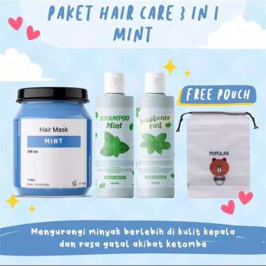 SUDAH BPOM ADA 8 VARIAN RASA TERMURAH PAKET HAIR MASK 3IN1/PAKET HAIR CARE FREE POUCH Mint