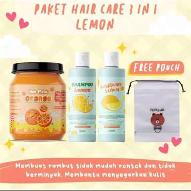 SUDAH BPOM ADA 8 VARIAN RASA TERMURAH PAKET HAIR MASK 3IN1/PAKET HAIR CARE FREE POUCH Lemon