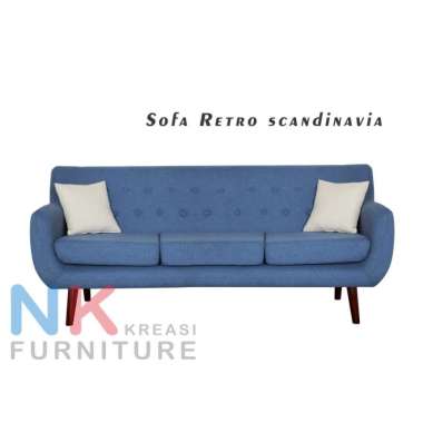 Sofa Kursi Retro Scandinavia 3 dudukan, sofa 3 seater mewah
