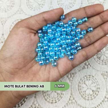 15 GRAM MANIK MOTE BULAT BENING AB 6 MM BIRU