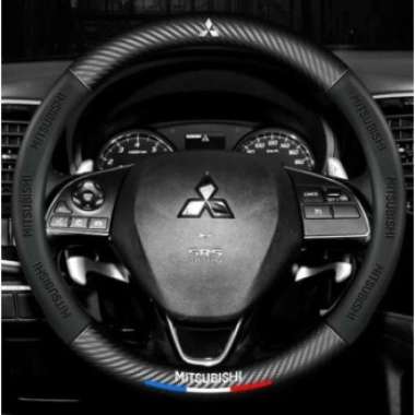 Sarung Stir Mobil Carbon Hitam Polos Anti Slip Universal Ukuran 38CM Cover Setir Penutup Kemudi 3D E