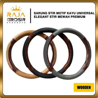 RajaGrosir Cover Sarung Stir Setir Mobil INNOVA ZENIX Motif Wooden Kayu Premium Cream
