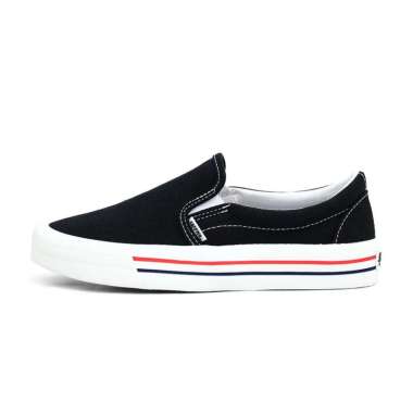 SABA Vintage Slip On Black White LX Red - Sepatu Sneakers Casual Pria Wanita 36 Hitam Putih