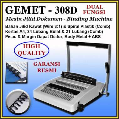 GEMET 308D Mesin Jilid Spiral Plastik & Kawat 3:1, A4 | Official Store