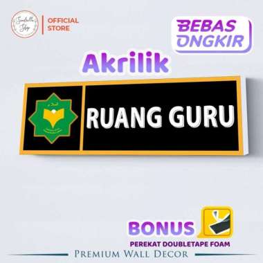 Custom Nama Ruangan Kelas Kantor Akrilik Tanda Pintu Signboard RUANGLOGO+PRKT 15X20