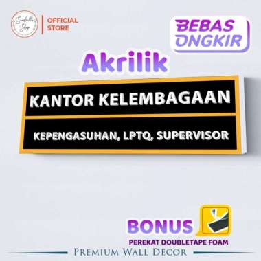 Custom Nama Ruangan Kelas Kantor Akrilik Tanda Pintu Signboard RUANGNAMA+PRKT 10X30