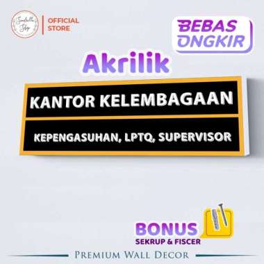 Custom Nama Ruangan Kelas Kantor Akrilik Tanda Pintu Signboard RUANGNAMA+SKRUP 15X20