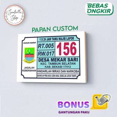 Custom Nomor Rumah Akrilik Nomer Rumah Acrylic MNR14B KAYU 20X30CM