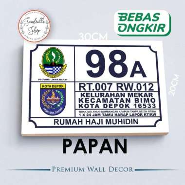 Custom Nomor Rumah Akrilik Nomer Rumah Acrylic MNR14 KAYU 20X30CM