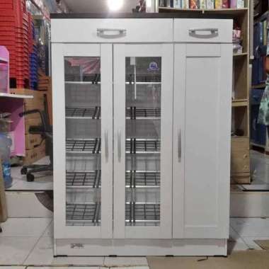 rak sepatu 3 pintu bahan partikel Olimpic