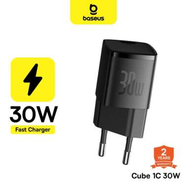 BASEUS GAN5 KEPALA CHARGER 30W TYPE C PORT PD3.0 FAST CHARGING Hitam