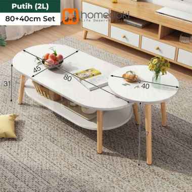 Homedoki Meja Tamu Minimalis / Meja Kopi / Coffee table / meja kayu / meja makan TYPE4-80*45*31CM