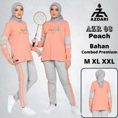 Azdari AZR 03 Dusty peach - Set Baju Olahraga Wanita Muslimah Jumbo - Setelan Baju Senam Muslim terb