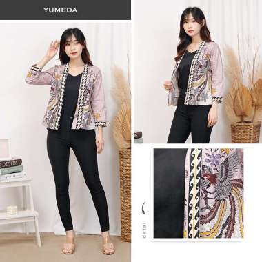 Evercloth Yumeda Blazer Batik Wanita Outer Rompi Wanita Jaket Luaran XL