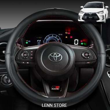 Cover Pelindung Sarung Stir Kulit Toyota Agya 2023 GR/Type G Hitam