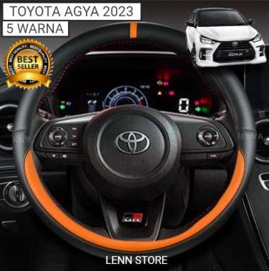 Cover Pelindung Sarung Stir Kulit Toyota Agya 2023 GR/Type G Orange