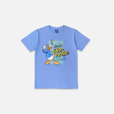Tshirt Basic/ Kaos Blue/ Printing 90th Donald Duck 12 tahun