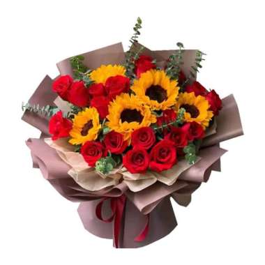 Buket Bunga Matahari Asli - Karangan Bunga Matahari Freshcut Hadiah Romantis Persahabatan - FlowerAd