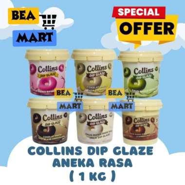 Collins Dip Glaze Coklat Matcha Tiramisu Strawberry Taro 1 kg | Selai Topping Roti Donat Cokelat Teh