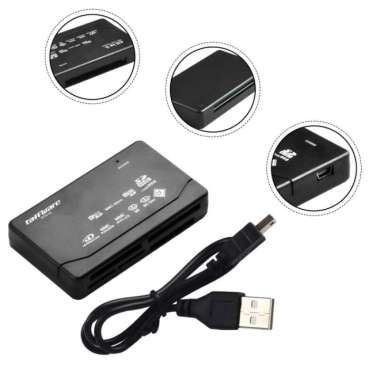 Card Reader USB 2.0 USB Hub MicroSD MMC SD SDHC XD Card - SHTC-08 - Black