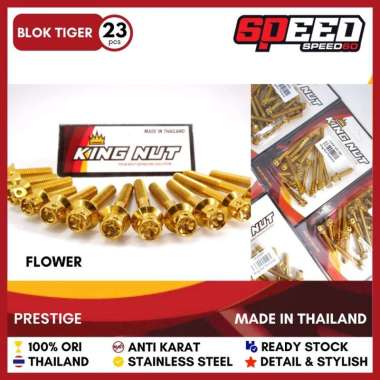 Baut Set Blok Kalter Mesin Tiger Baut Probolt Thailand Stainless King Nut Gold