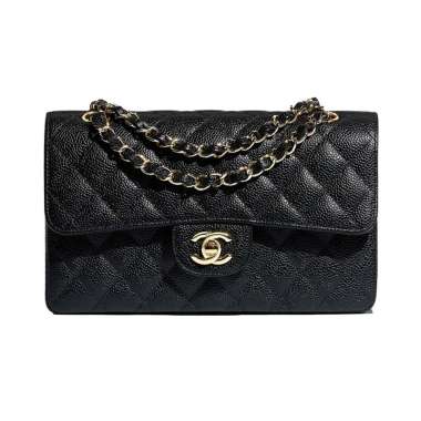 Chanel Small Classic Handbag Black Caviar Ghw Black