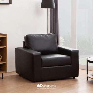 Dekoruma MICHI Sofa Tamu Bahan Kulit 1 Dudukan / Sofa 1 Seater Kulit - Hitam
