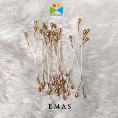 10 Biji Putik Bunga Putik Sari Bunga Plastik Putik Benang Sari Bunga Emas 10pcs