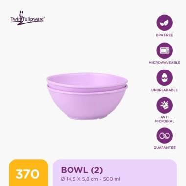 Mangkok Makan Twin Tulipware Bowl 500 ML (Set of 2) Vio