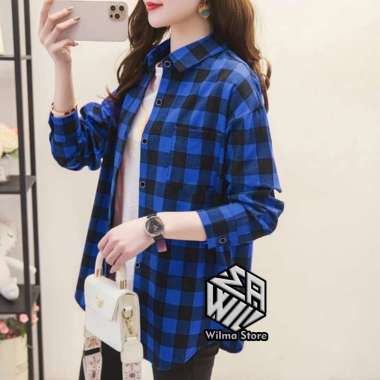 Kemeja Wanita / Baju Wanita / Kemeja Flanel Kotak-Kotak / Kemeja Wanita Lengan Panjang XL WILMA 27