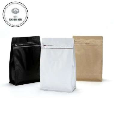 STANDING POUCH FLAT NON VALVE BOTTOM ZIPLOCK ALUMINIUM KEMASAN KOPI 10x15 cm - Putih