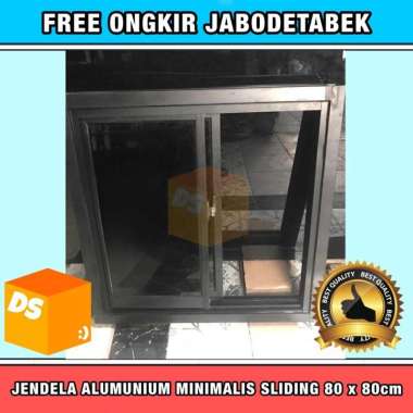 JENDELA SLIDING ALUMUNIUM MINIMALS 80 x 80cm (ALUMUNIUM WINDOW) Kaca Es Cokelat
