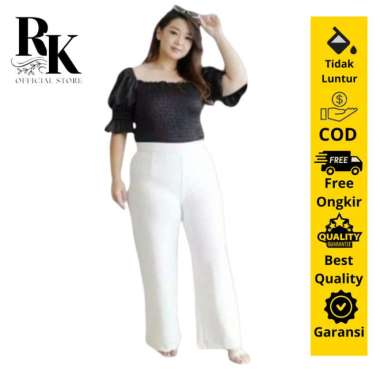 Celana Kulot JUMBO Panjang Wanita Remaja Dewasa Bahan Scuba Tebal Lentur - Putih Tulang, XL XL Putih