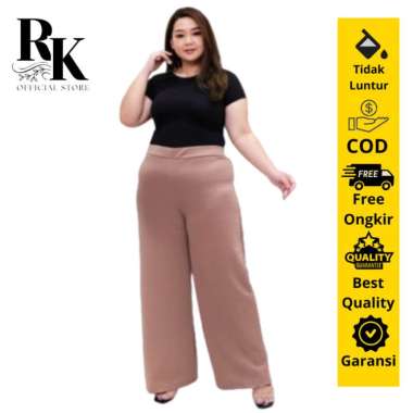 Celana Kulot JUMBO Panjang Wanita Remaja Dewasa Bahan Scuba Tebal Lentur - Putih Tulang, XL XL Milo