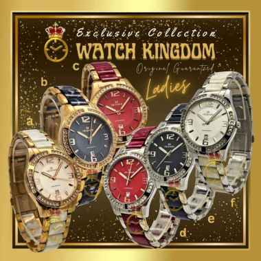 Jam Tangan Wanita Hegner Tanggal Permata Stainles Rose Gold Silver Keramik Putih Merah Hitam Waterpr