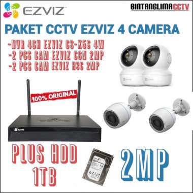 PAKET 4 KAMERA EZVIZ 2MP C6N DAN H3C NVR X5S 4 CHNNEL PLUS 1TB