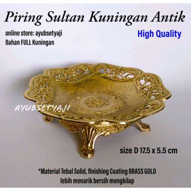 Piring Kuningan Sultan 01 Dekorasi piring Hias antik Cawan batik mangkuk perlengkapan ritual mangkok